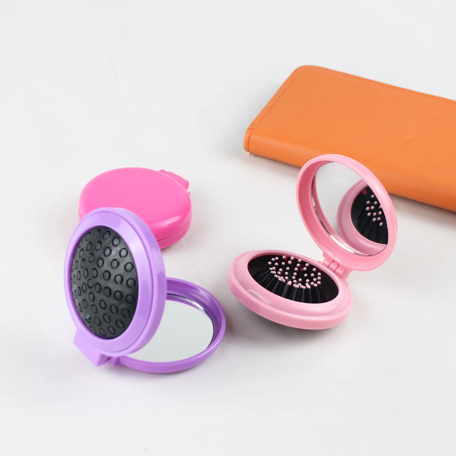 Portable Mirror Comb: Pocket Makeup Touch-up Comb, Foldable Cushion Comb, Smoothing Hair Comb, Kids Hair Comb
