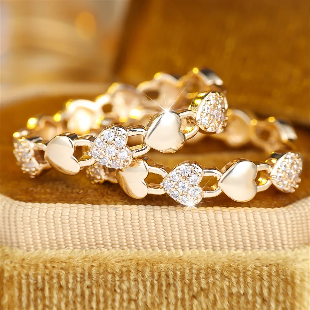 Weiße Zirkon-Ohrringe mit rundem Stein, Vintage-Stil, hohles Liebesherz, für Damen, goldfarben, Ohrschmuck, Hochzeitsschmuck, vielseitige Geschenke