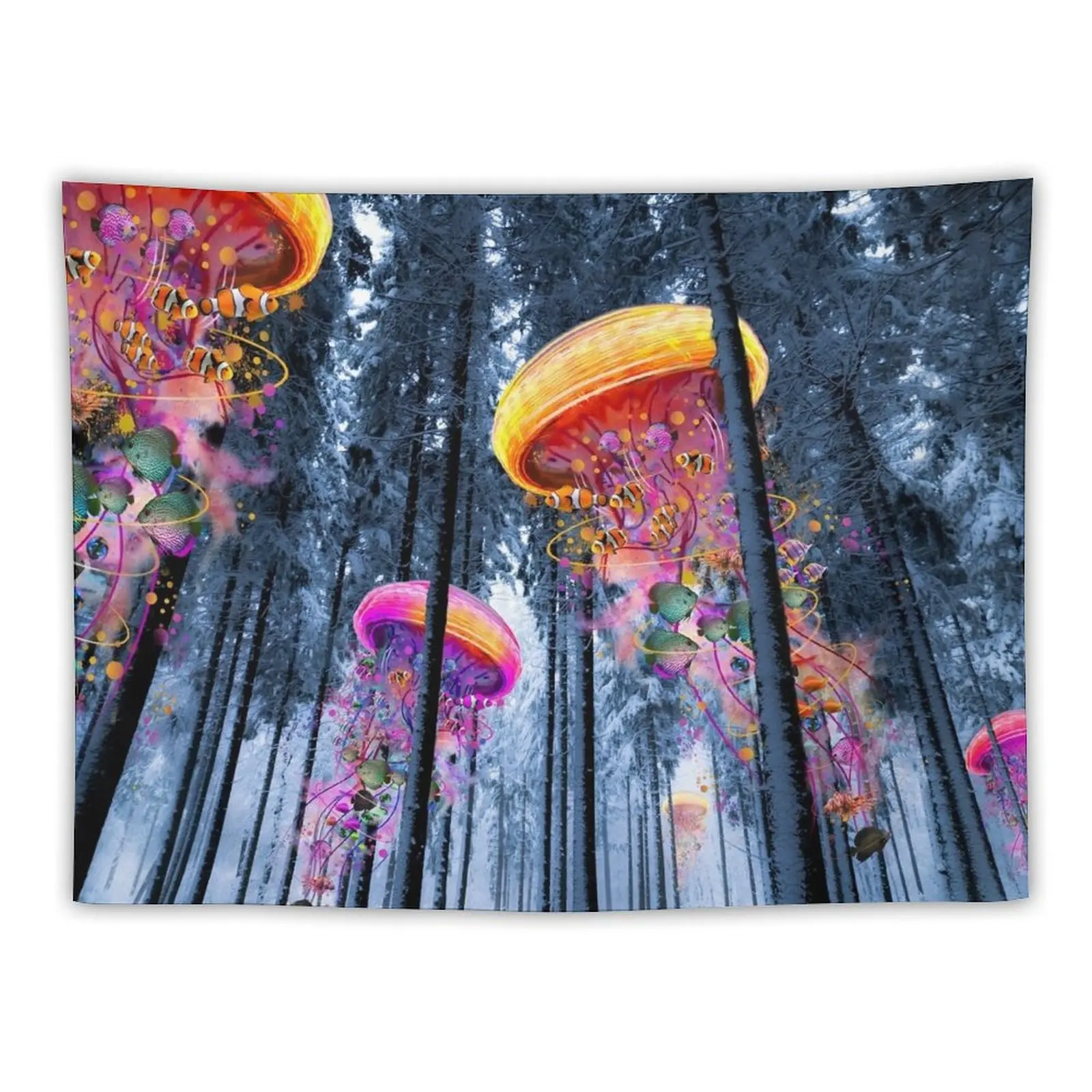 

New Winter Forest of Electric Jellyfish Worlds Tapestry Decoration For Bedroom Room Design Tapestry