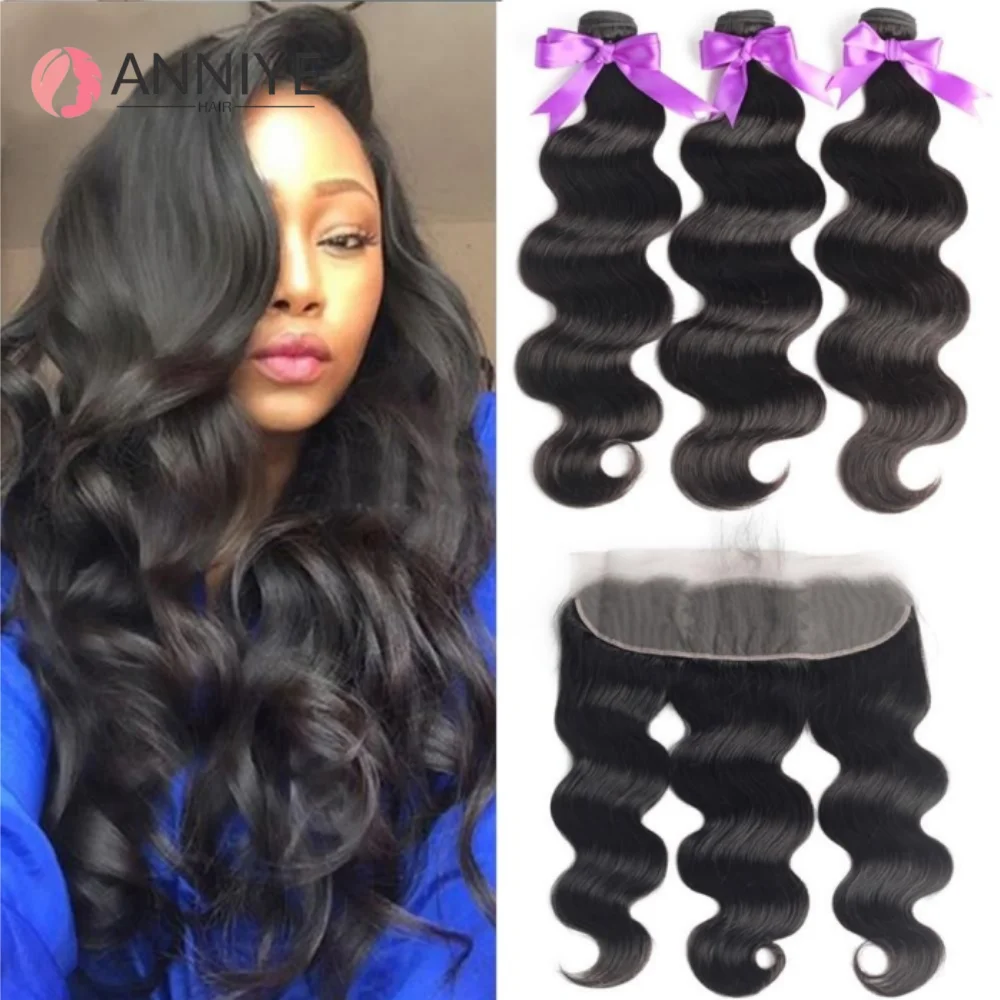 

12A Body Wave 3 Bundles With 13x4 Frontal Wet And Wavy Virgin Curly Body Wave 100% Human Hair Bundles With Closure Peruvian Hair