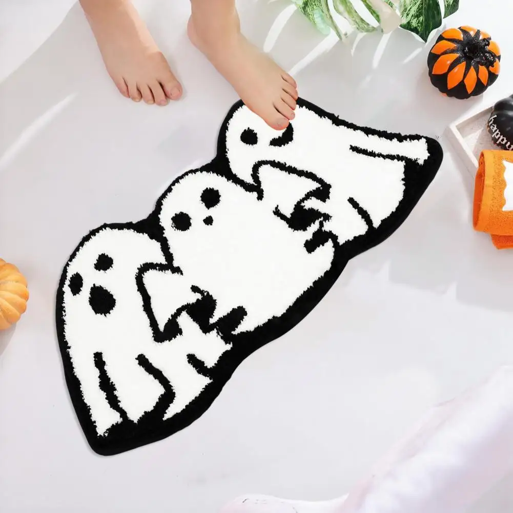 Halloween Bath Mat Pumpkin Cat Tufted Rug Non-Slip Floor Mat Bath Tub Carpet for Bathroom Kitchen Room Decor