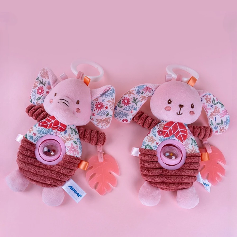 Baby pink crib hanging toy, cartoon car mounted plush car hanging toy, auditory training, baby birthday gift, New Year gift