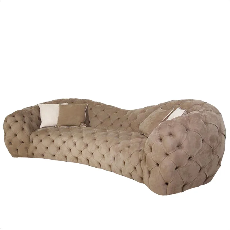 vg-Italian Normcore Pull-Button Sofa Set American Luxury House Living Room Moon Surface Leather Sofa&