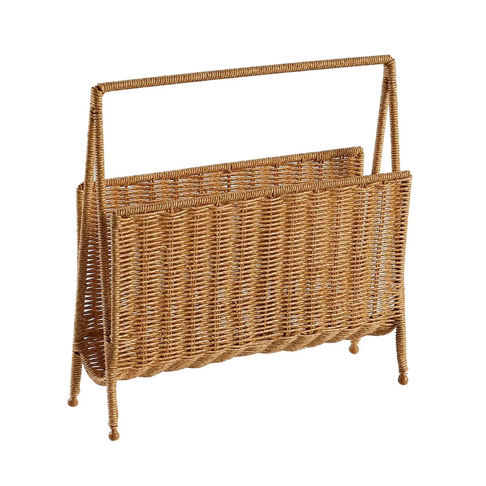 Magazine Rack Display Stand Books Storage Woven Basket Practical Standing Shelf, Newspapers Holder for Coffee Shop,Home Decor