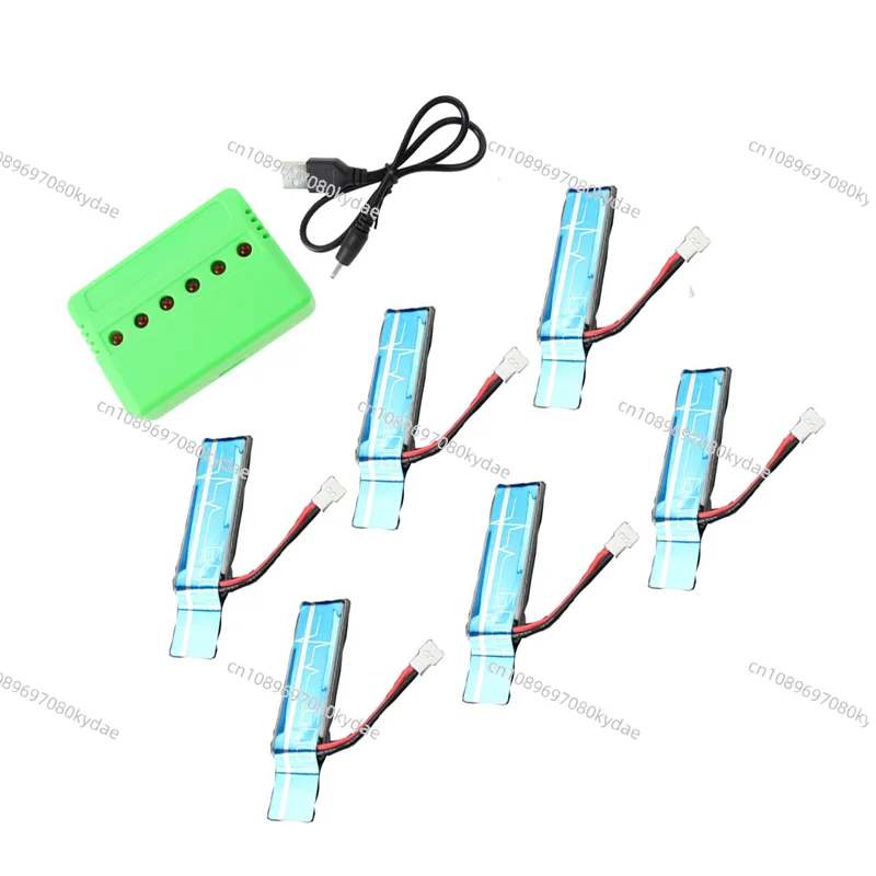 A17I 6PC 3.7V 520MAh 30C Upgraded Li-Po Battery with USB Charger for XK K110 K110S V930 V977 RC Helicopter Spare Parts
