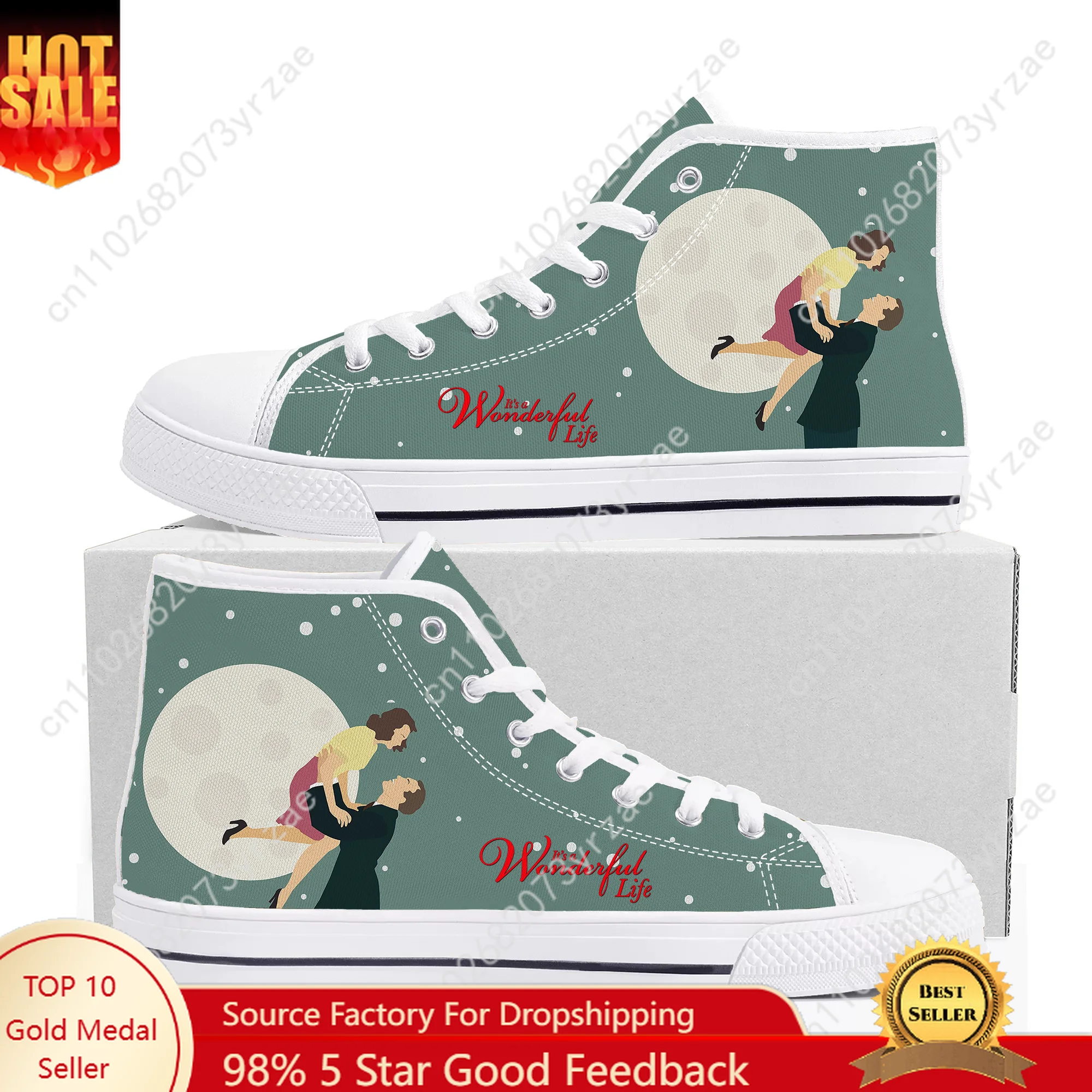 

It's a Wonderful Life High Top High Quality Sneaker Men Women Teenager Canvas Sneaker Casual Fashion Patterns Shoe Custom Shoes