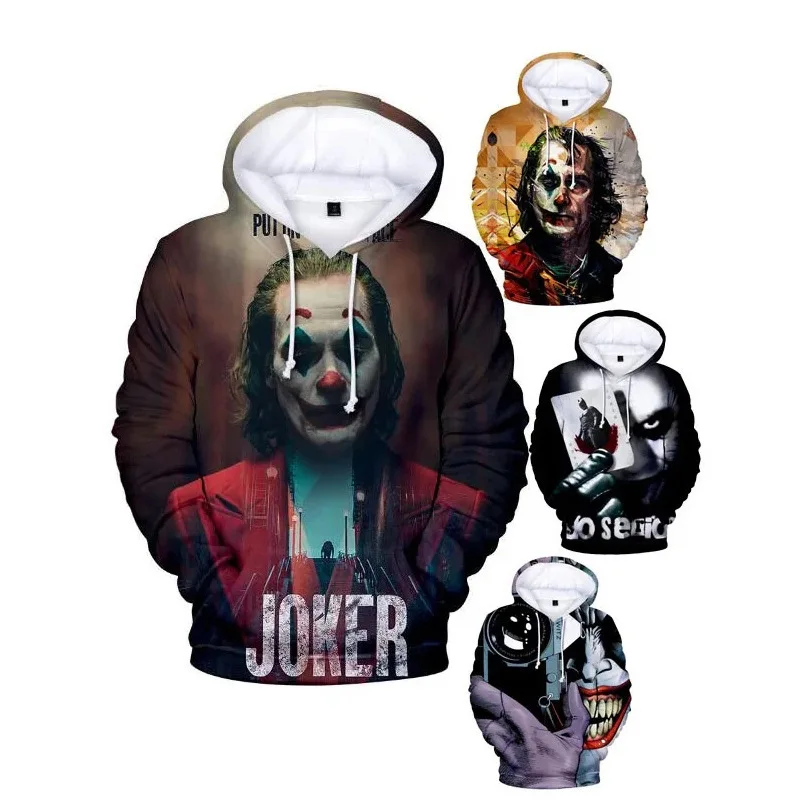 3D Printed Hooded Children Retro Long Sleeve Joker Resurrected Series Hooded Sweatshirt 3D Digital Printed Mask Width