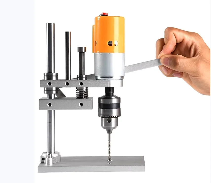 

Miniature Bench Drill, Desktop Grade DIY JM802 Wood Drilling PCB Punching 775 Motor, Mini Electric Drill