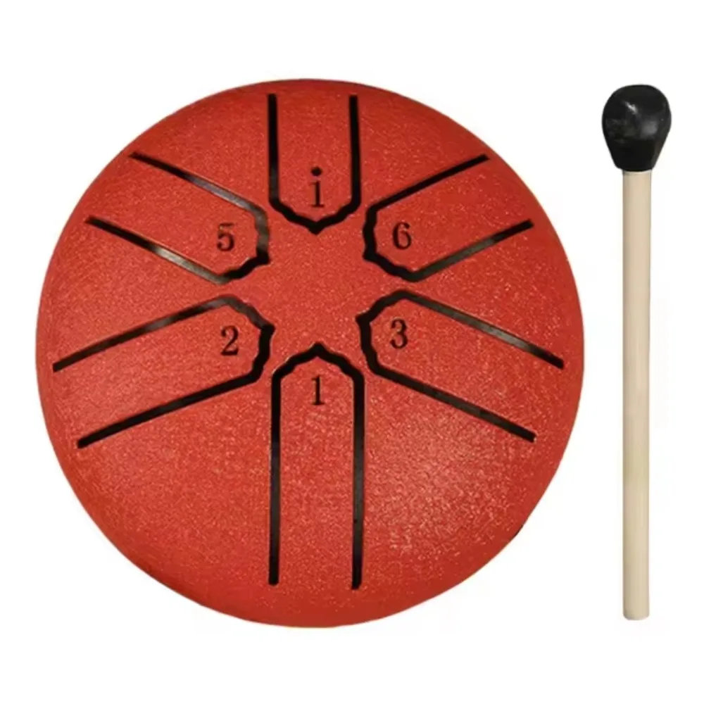 

6-Tone Steel Tongue Drum Set 3 Inch Hollow Mini Hand Pan Drums Multicolour with Drumsticks Meditation Rain Drum Camping