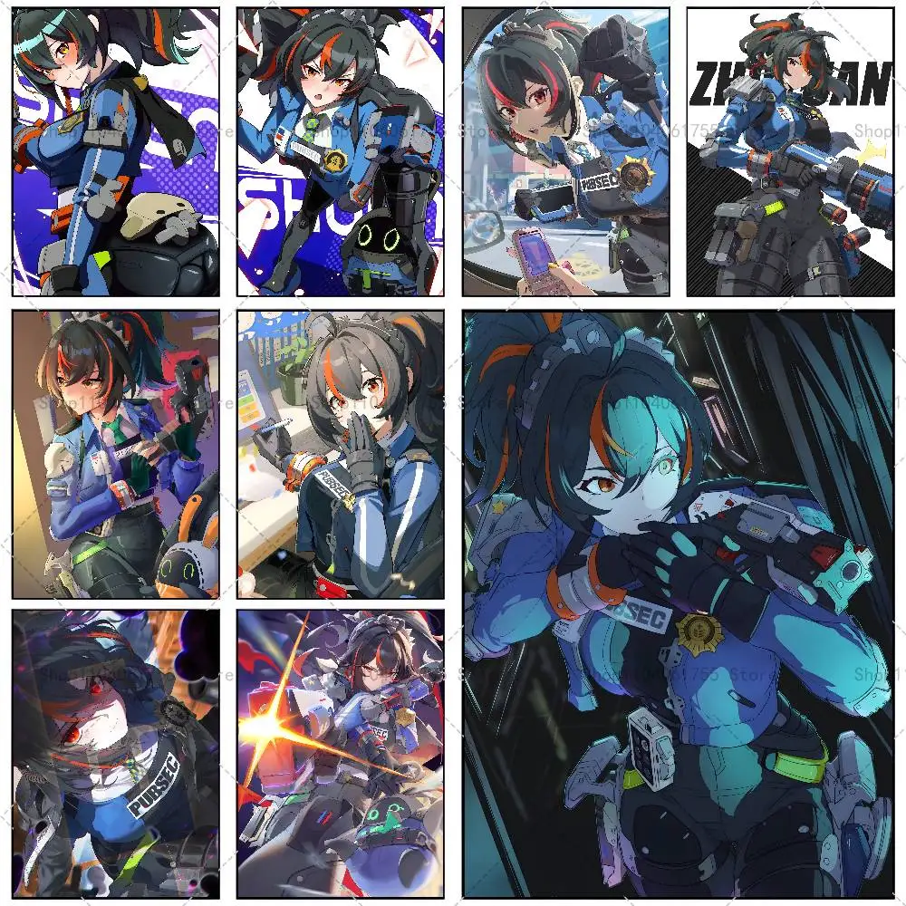 Z-Zenless Zone Zero Zhu Yuan Game Poster Self-adhesive Art Waterproof Paper Sticker Coffee House Bar Room Wall Decor