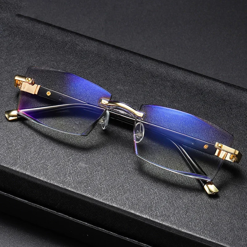 Anti Blue Light Rimless Reading Glasses Women Men Luxury Metal Ultralight Presbyopia Eyeglasses Frameless Read Eyeglasses