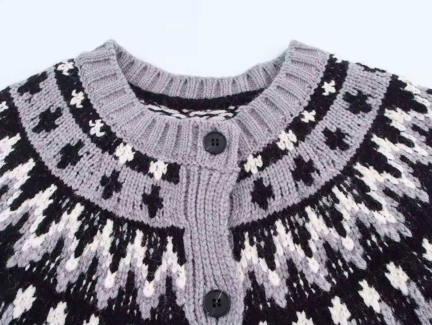 European and American early autumn simple jacquard and age-reducing girl-style short knitted sweater cardigan jacket