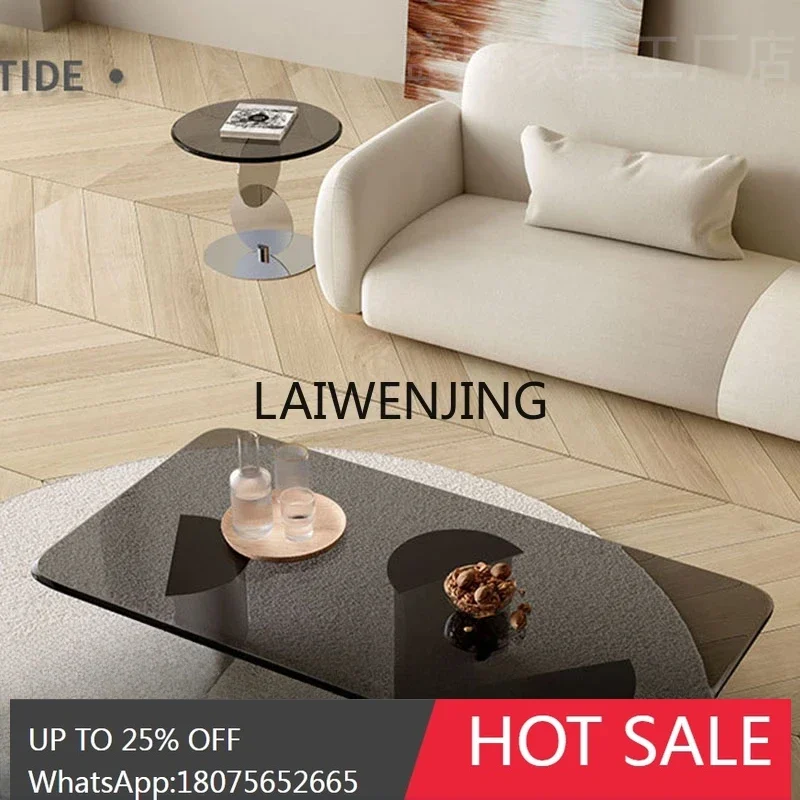 cream tempered glass ultra-small coffee table household round table