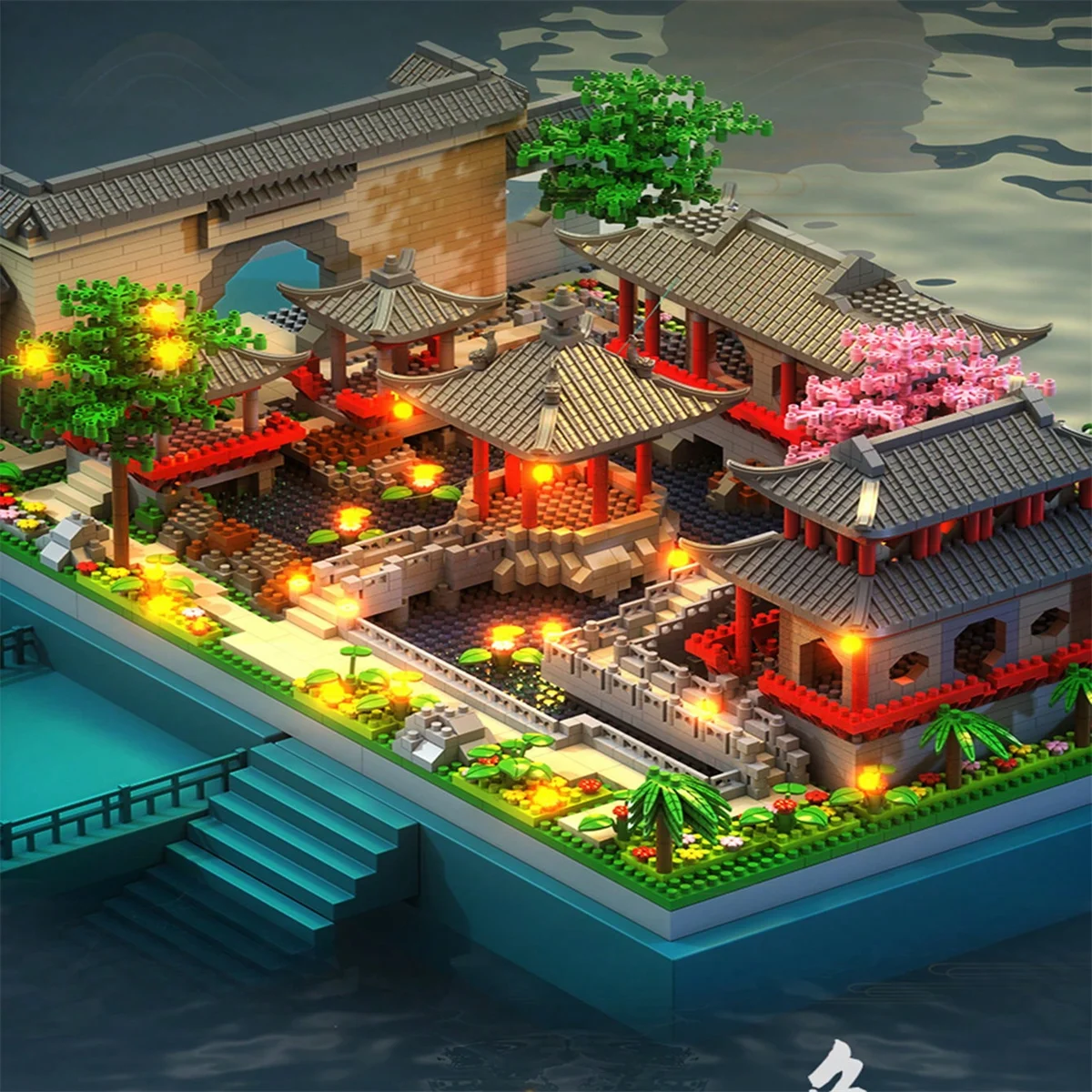 لبنات بناء حديقة سوتشو ، لعبة تجميع الجسيمات الدقيقة ، صعوبة عالية ، ديكور للأطفال ، مشهد ، الصين #3