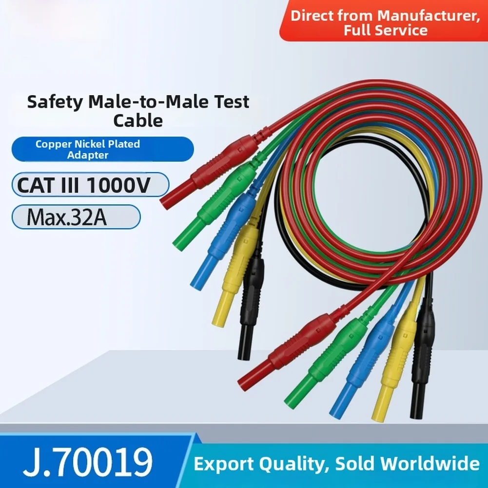 1pc 4mm Safety Banana Jack Test Connector Male To Male Copper Nickel Plated CATIII 1000V Rating Test Connector