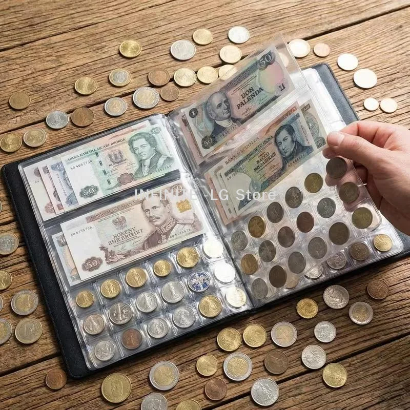 10 Sheets Banknotes And Coin Collection Book Storage Pouch Holder For  OrganizerINFINITE -LG