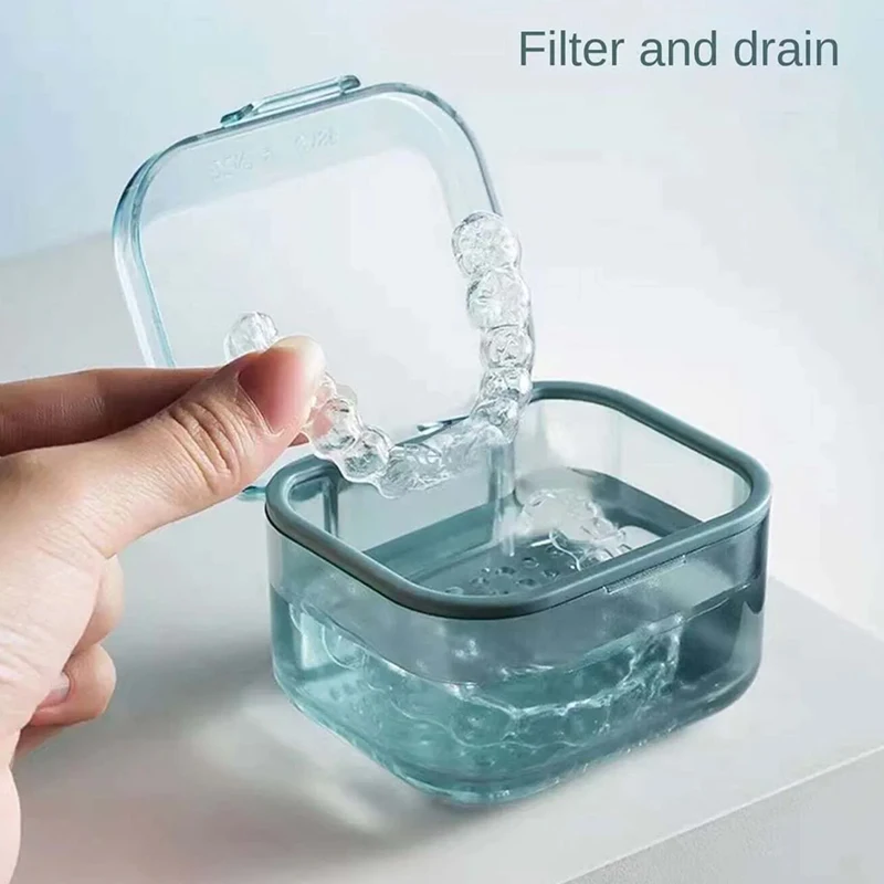 

Travel Denture Storage Box Dental Retainer Organizer Breathable Mouth Guard Case Plastic Orthodontic Appliance Hygiene Tray