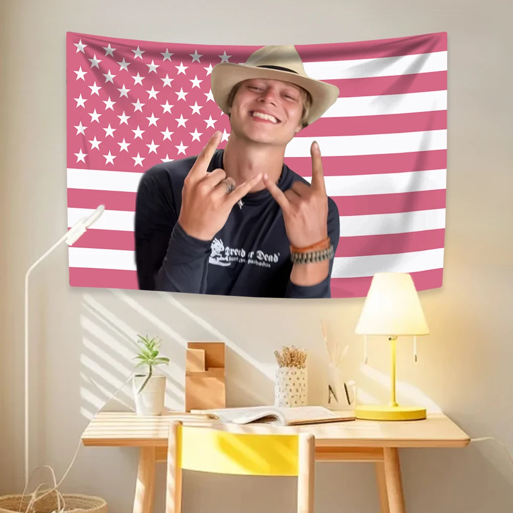 JJ Outerbanks نسيج Maybank العلم الأمريكي الجمالية ديكور المنزل الجدار الشنق غرفة نوم النوم خلفية راية غرفة ديكور #1