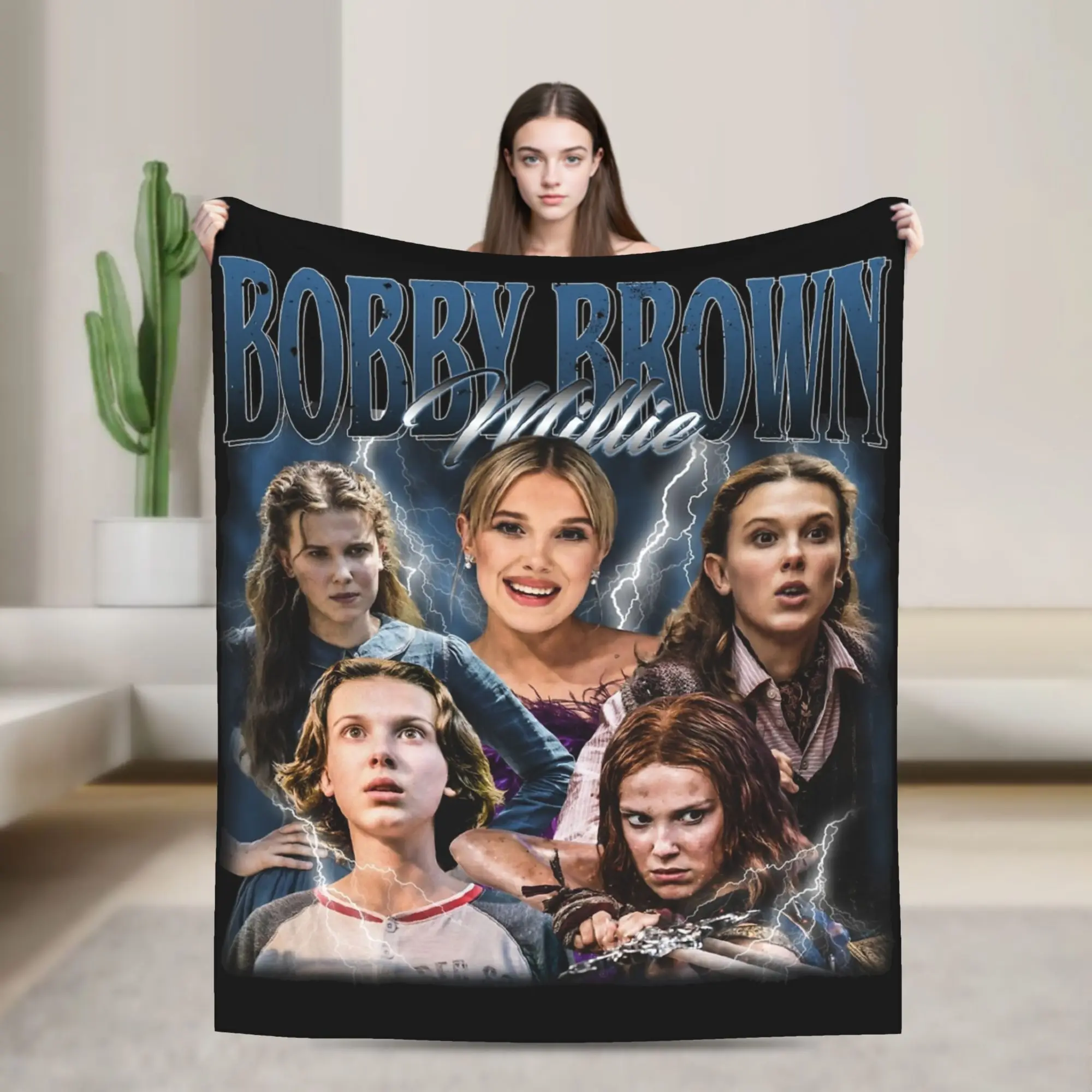 Millie Bobby Brown Blanket Flannel All Season  Breathable Super Warm Throw Blanket for Bedding Couch Bedspreads