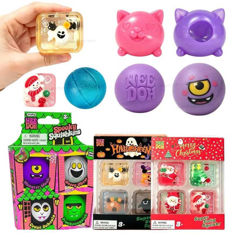 Needoh Nice Ice Cube Fidget Toys Slow Rebound Squishy Toys Stress Reliever Mini 4 Pack Set Anxiety Focus Sensory Cube  Gifts New