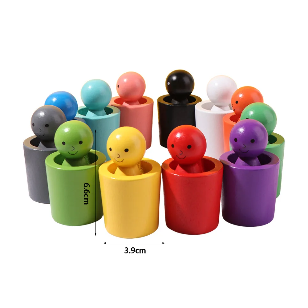 ลูกบอลสีรุ้ง ถ้วยคัดแยกสีสำหรับเด็ก ของเล่นไม้เสริมพัฒนาการเรียนรู้สี  เกมคัดแยกสีแบบมอนเตสซอรี่ ฝึกพัฒนาการด้านการเรียนรู้