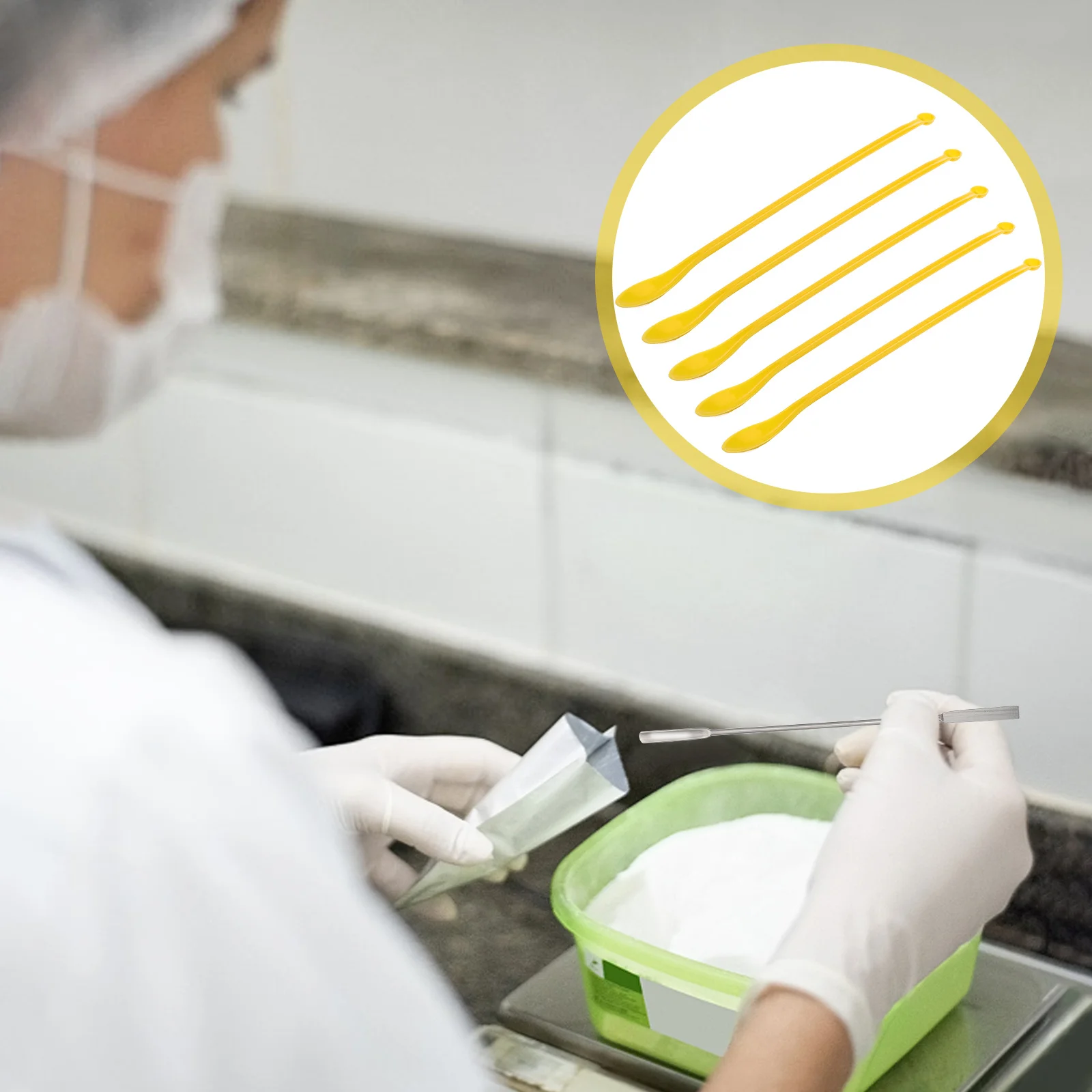 50 pcs Plastic Double Head Scoop For Powder Granule Sampling Lab Kitchen Use Lightweight Measuring Spatula Tool Teaching