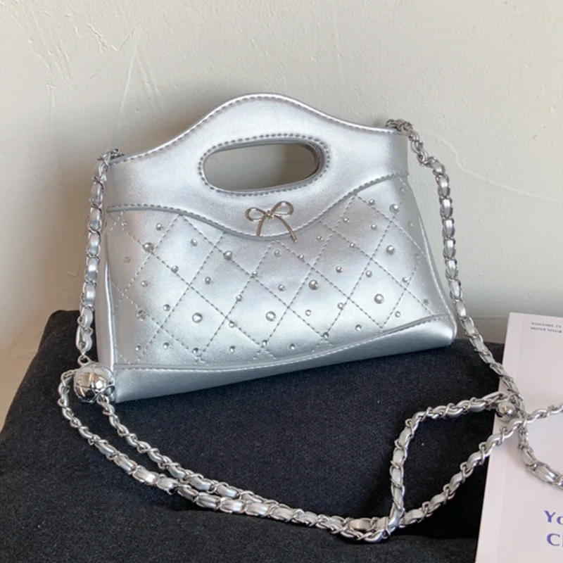 

Женский нишевый клатч 2025 года - модная универсальная высококачественная сумка через плечо с ромбовидной цепочкой