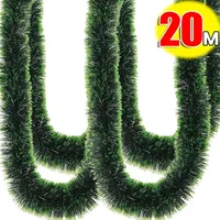 Wholesale Christmas Tinsel Ribbons Green Cane Ribbon Garland Xmas Tree Hanging Pendent Wreath Ornament Home Party Decor Supplies