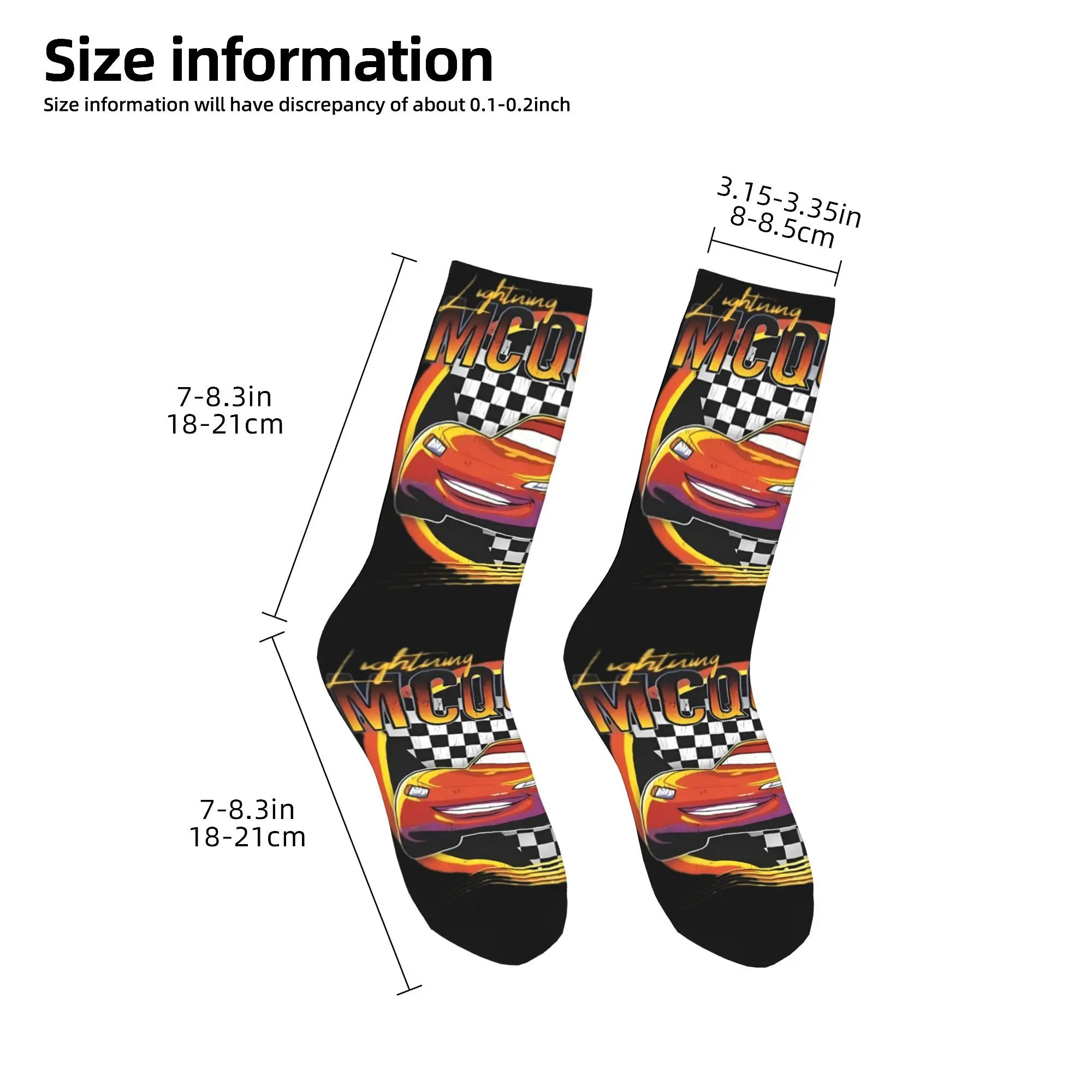 Custom Funny Print Lightning Mcqueen Cartoon Socks for Women Men Stretchy Summer Autumn Winter Cars Crew Socks