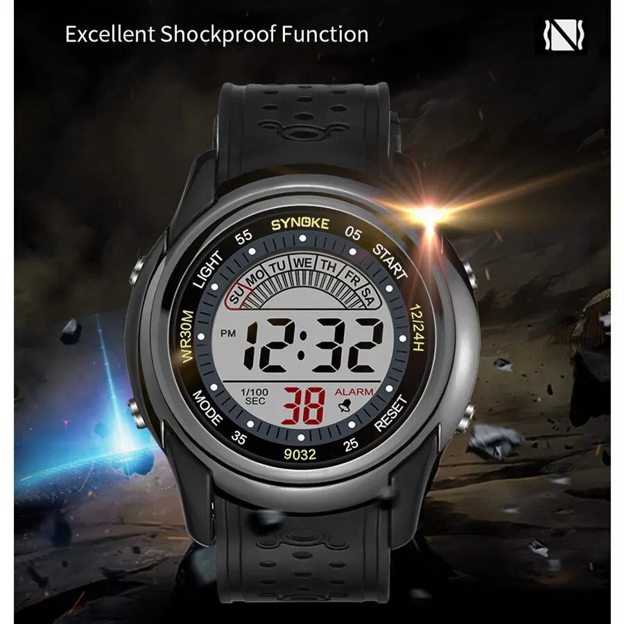 SYNOKE Electronic Watch For Mans Sport Watch Multifunction Sports Waterproof Luminous LED Digital Watch Boy Student Fashion