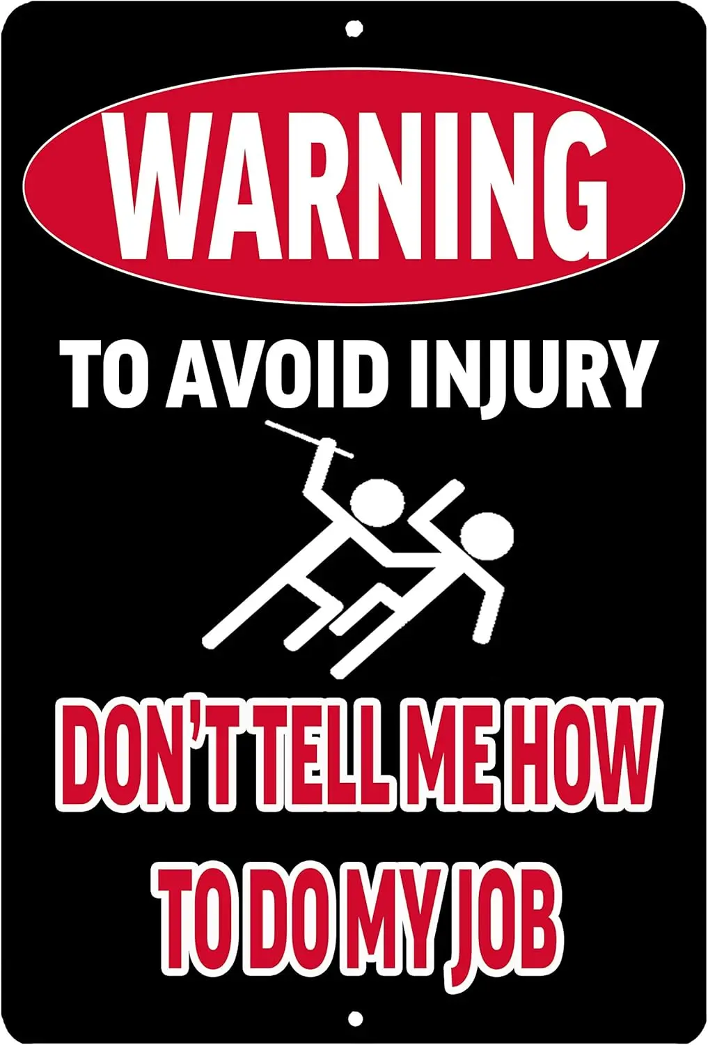 Rogue River Tactical Funny Work Office Metal Tin Sign Wall Decor Bar Warning to Avoid Injury Job