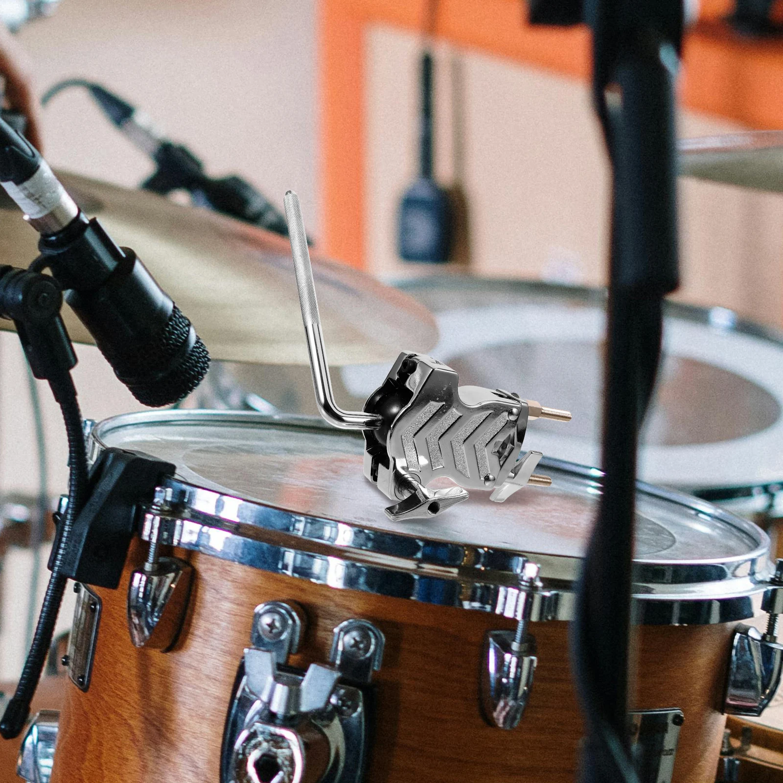 

Cowbell Holder for Drum Clip Stand Extension Securing Bracket Clamp Silver Zinc Alloy
