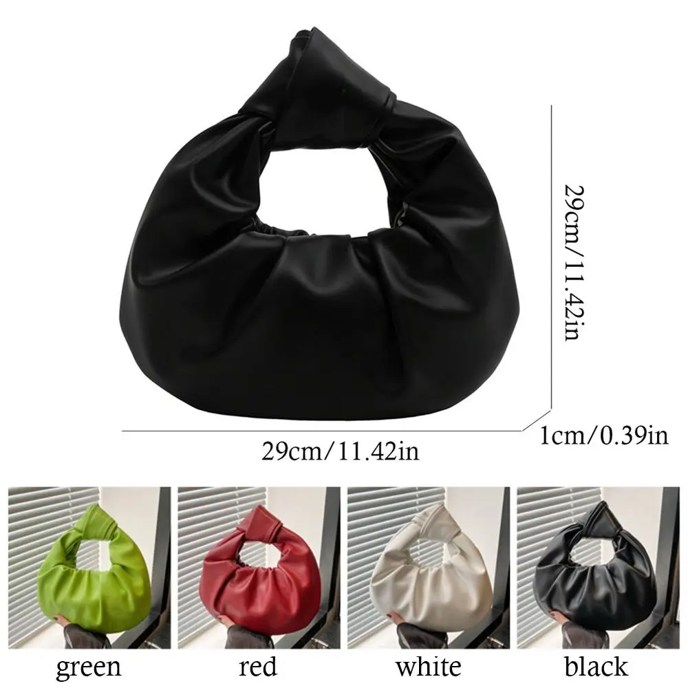 Fashion PU Leather Shoulder Bags Lightweight Solid Color Totes Large Capacity Handbags for Women Girls - view 5