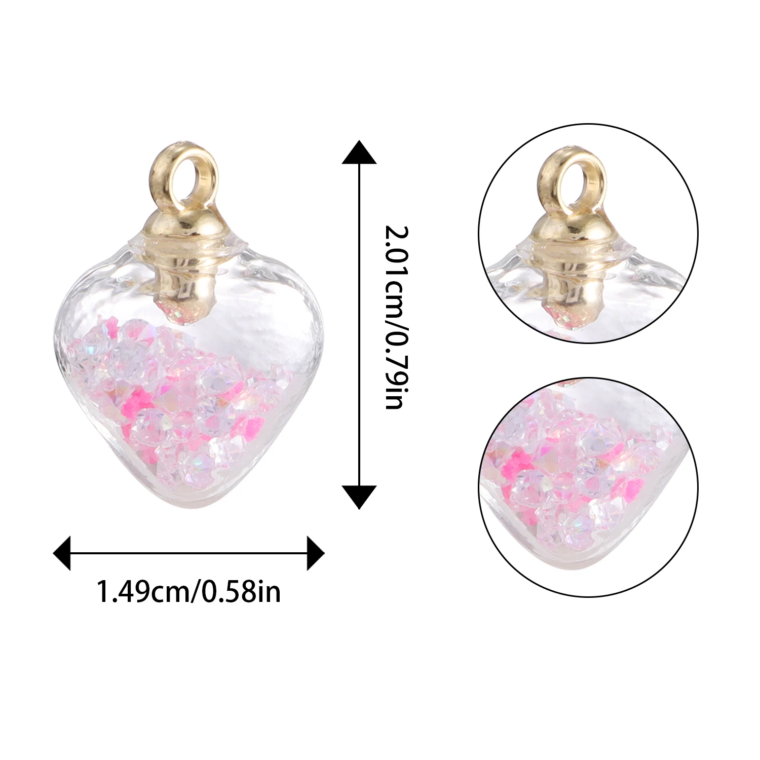 Kawaii Leuchtender Glasanhänger Fünfzackiger Stern Herzförmige Charms DIY Valentinstag Geburtstagsgeschenk Anhänger Zubehör – Detail 6