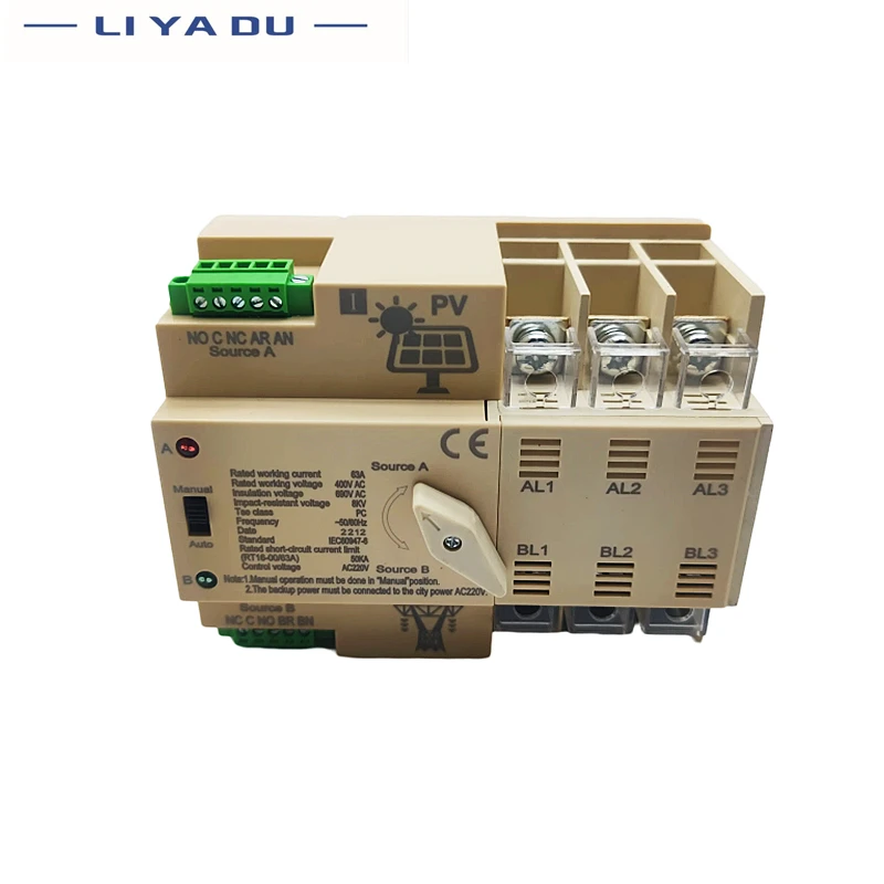 Imagem -04 - Mini Interruptor de Transferência Automática das Energias Solares na Rede Trilho do Ruído Ats Ats Sistema do Picovolt Poder ao Poder da Cidade Ac220v 2p 3p 4p