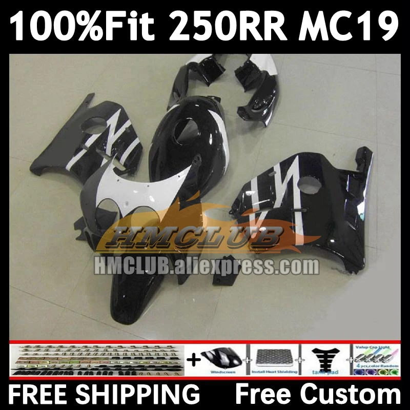 Injection Body For HONDA CBR 250RR 250R 250 RR CC 88 89 black white 96No.17 CBR250 RR MC19 MC 19 CBR250RR 1988 1989 OEM Fairing