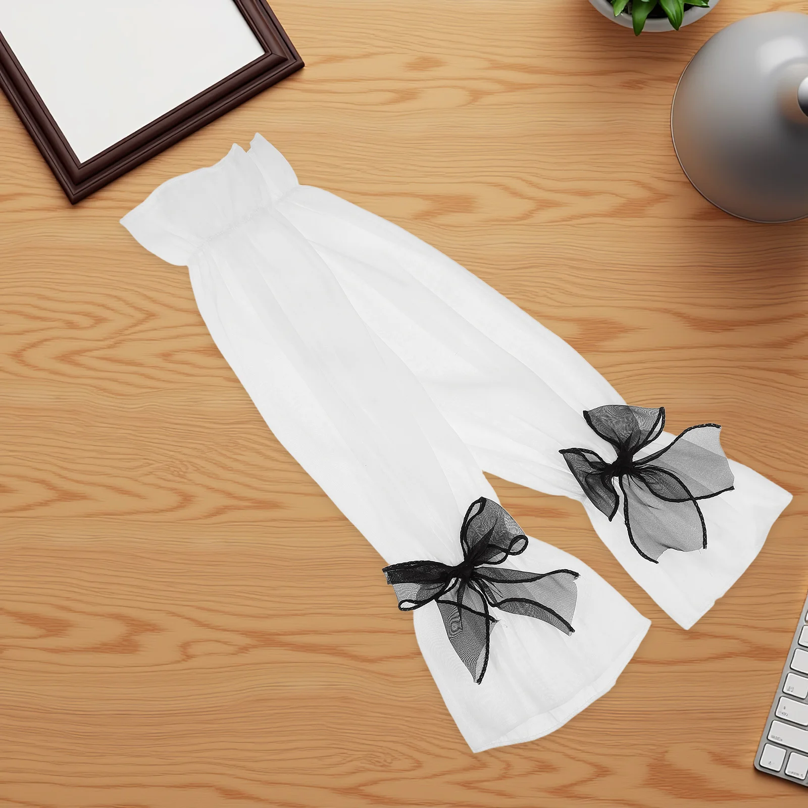 

2Pair Women's Sun Protective Arm Sleeves Cooling Mesh Fabric Uv Shield Loose Fit Bowknot Style for Cycling Running Driving