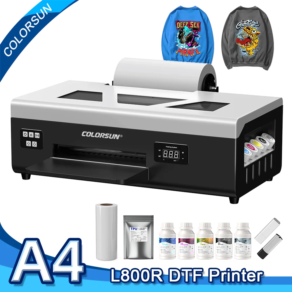 Colorsun A4 L800 DTF Printers impresora a4 DTF Roll Printing Machine dtf Transfer printers For T-shirt Hoodies Textile Fabric