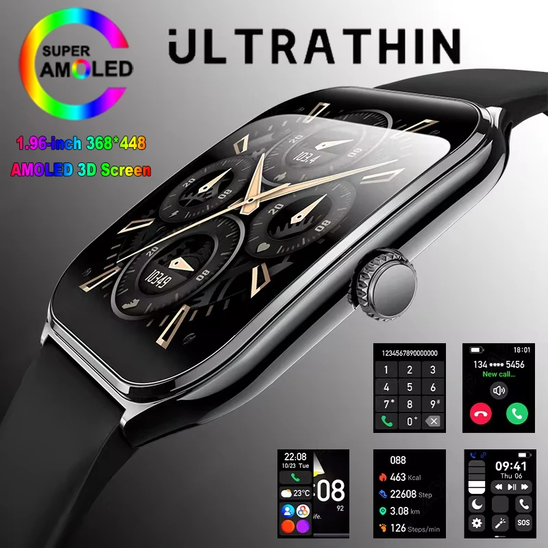 

New For Xiaomi Ultra Thin Smart Watch Men Woman 1.96" AMOLED 70+Sports Mode Health Monitor Bluetooth call Waterproof Smart Watch