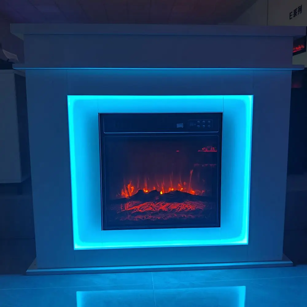 

36-Inch Electric TV Stand Remote Control Touch Screen 12 Flame Colors Wood Decorative Fireplace 220V-240V 50Hz No Freestanding