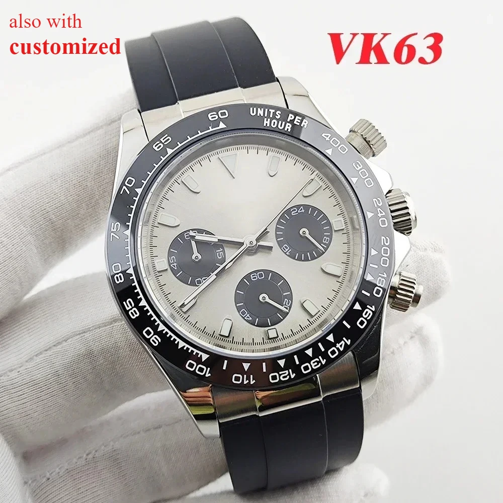 

Watch Customized VK63 Case 39mm Men Watch Quartz Watch Chronometer Panda Dial Stainless Steel Case VK63 Quartz Movement NEW DIY