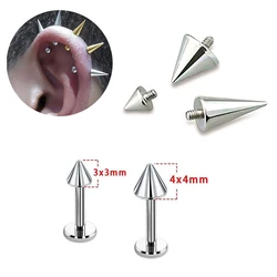 2Pc 1.0/0.9/1.2 Thread Implant Grade F136 Titanium Gothic Spike Labret Tragus Helix Bar Lip Bar Rings Stud Cartilage Ear Piercin