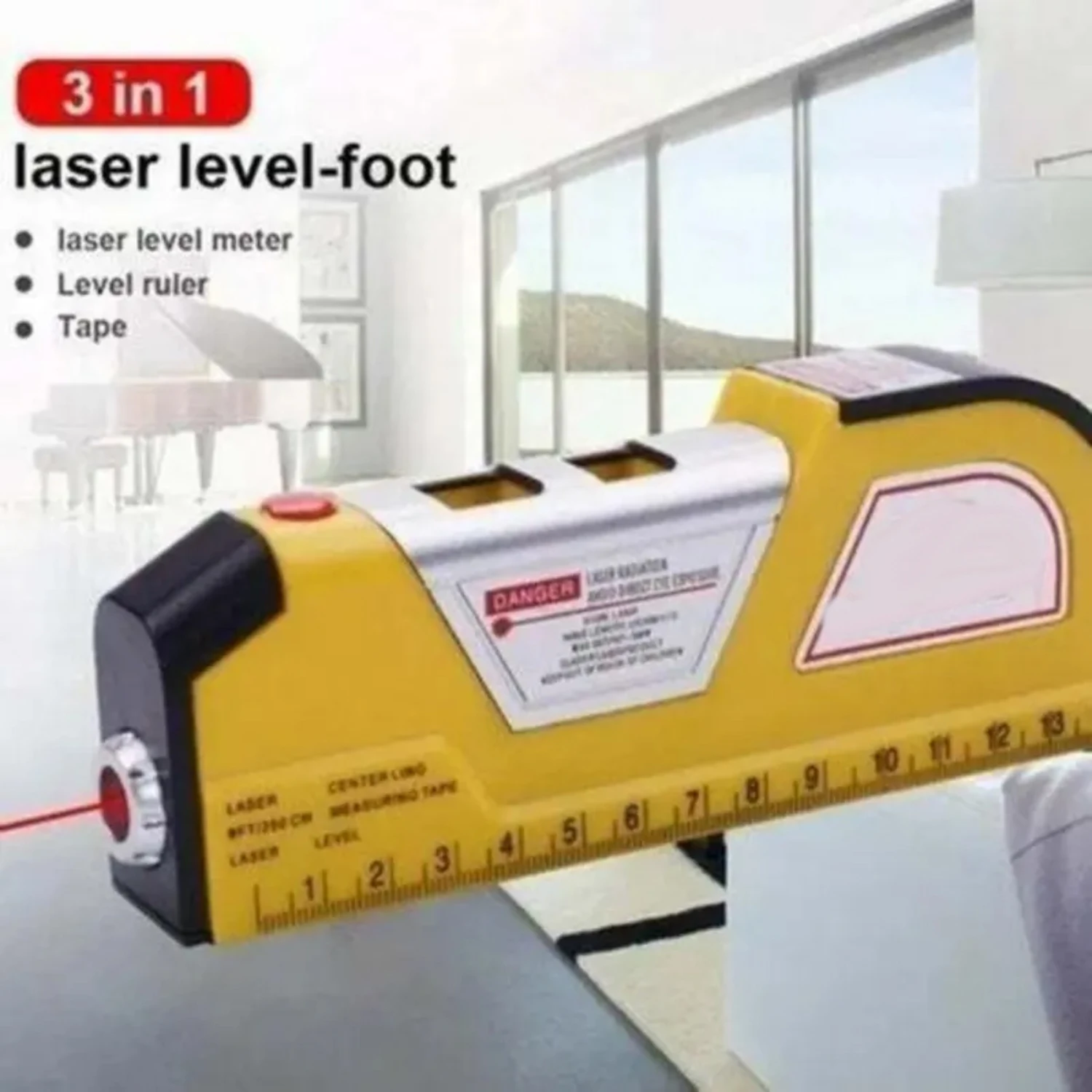 Portable Small Multi-functional Infrared Laser Level Tape Measure Tool - 4-In-1 Precise Decoration Measurement Tool