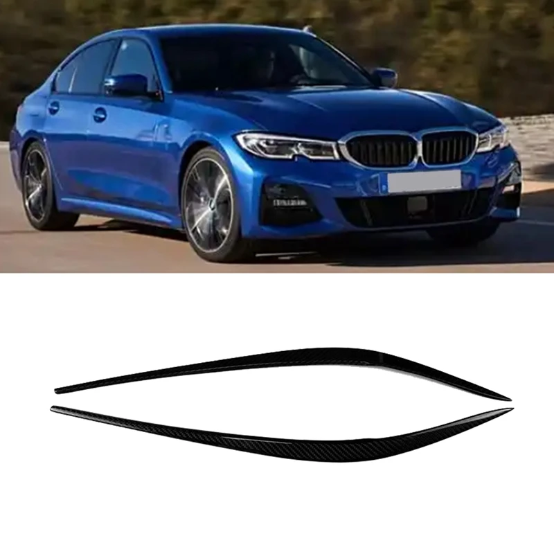 Car Front Headlight Cover Head Light Lamp Eyelid Eyebrow Carbon Fiber Trim For BMW 3 Series G20 G28 2019-2022