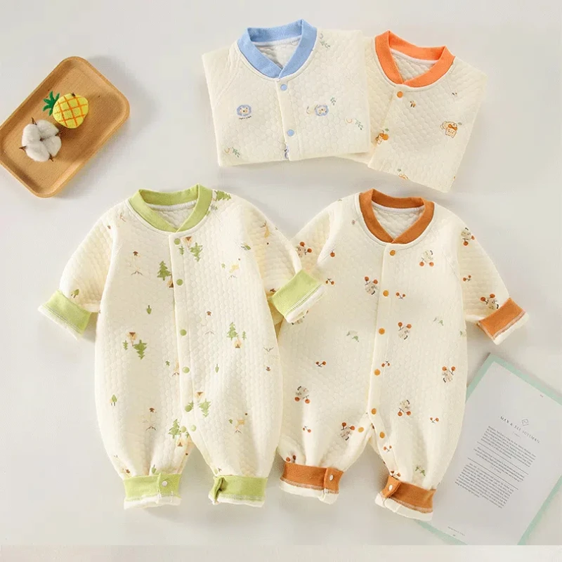 Baby Long-sleeved Climbing Suit Printed Newborn Baby Clothes Cotton Comfort Infant Jumpsuit Toddler Cartoon Rompers Baby Stuff