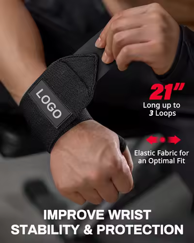 1 Pair Wristband Wrist Support Brace Straps Extra Strength Weight Lifting Wrist Wraps Bandage Fitness Gym Training Custom Logo - Image 2