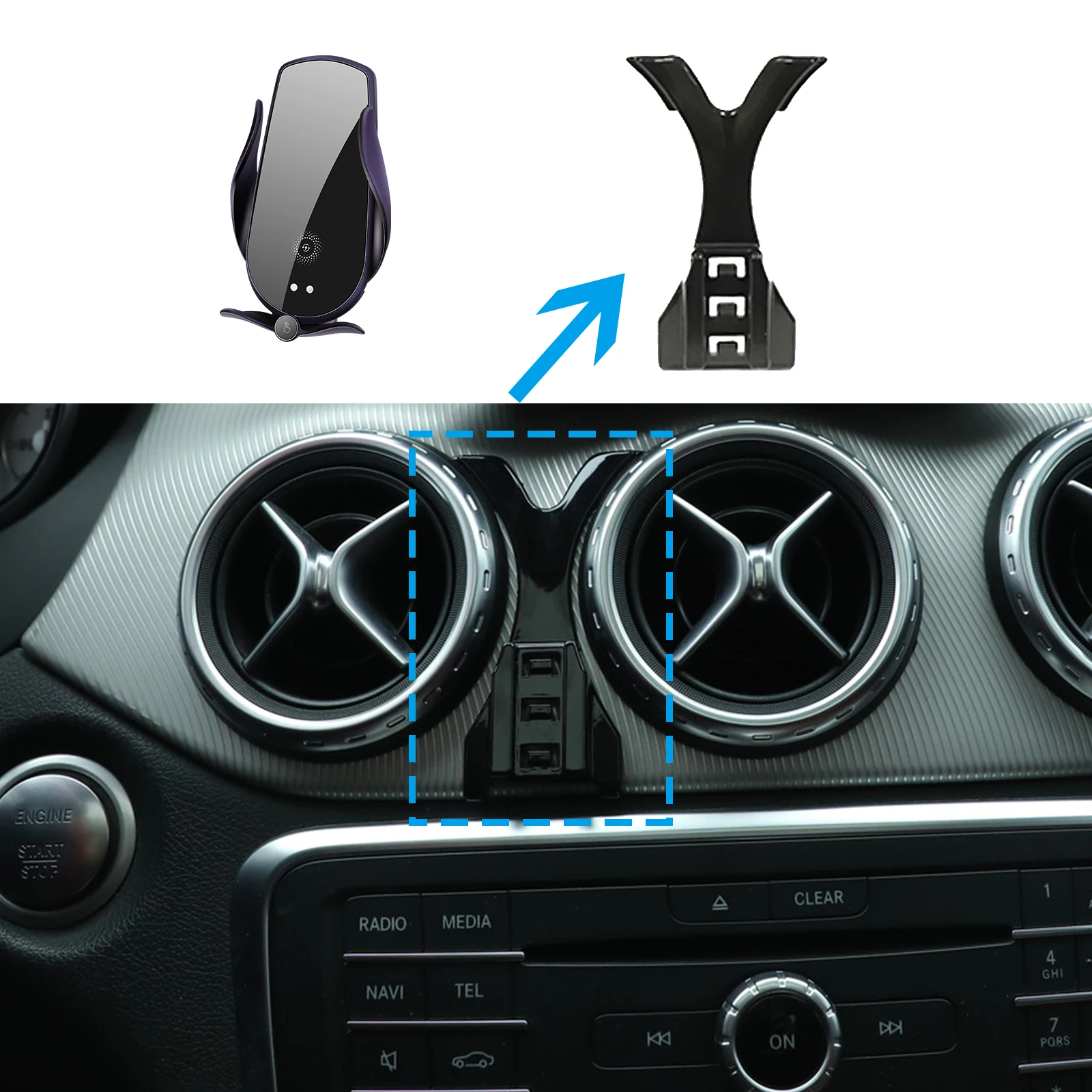 

for Mercedes-Benz A-Class 2013~2018 A45 AMG W176 Phone Holder Screen Fixed Navigation Bracket Base Wireless Charging Accessories