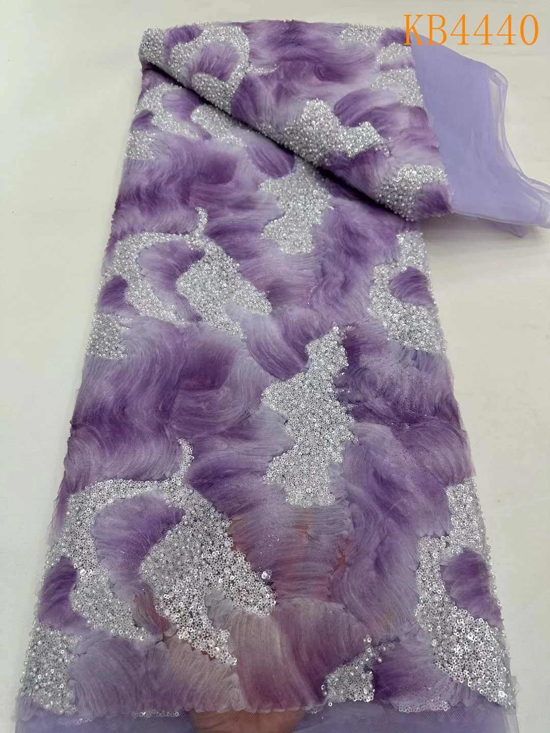

Latest French Tulle Lace Fabrics With Sequins African Groom Fabrics Beaded Embroidery Lace For Evening Party Dresses KB4440