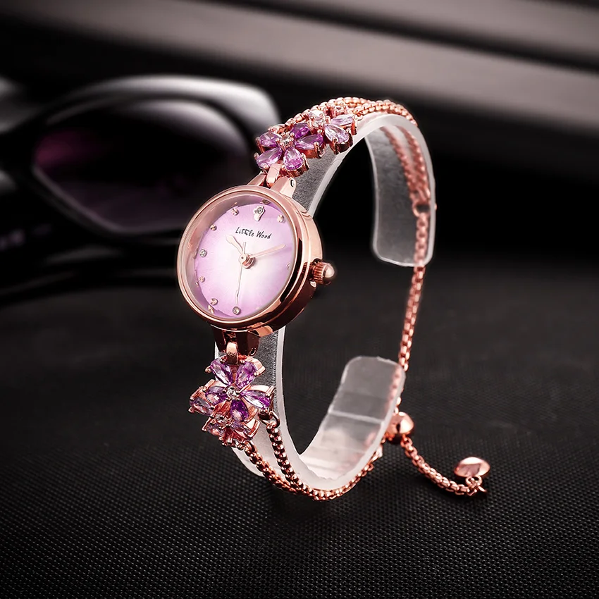 LITTLE WOOD Luxury Women's Watch  Exquisite Diamond-Studded Bracelet Style Waterproof Quartz Wristwatch Bracelet-Style Women's W