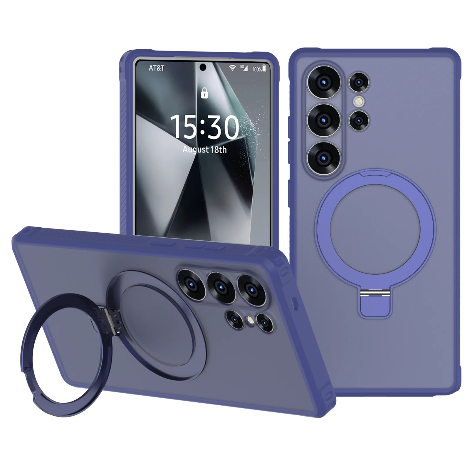 Matte Magnetic Phone Case For Samsung Galaxy S25 Ultra S25 Plus S25 for Mag Safe Ring Holder Back Stand Shockproof Cover